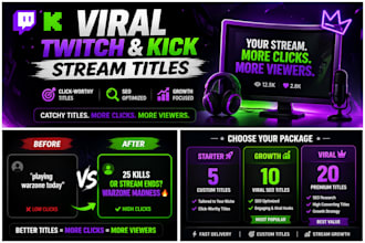 create catchy viral twitch and kick stream titles