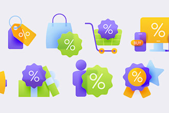 design custom UI icons, buttons and web elements in vector