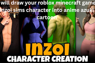 draw your roblox minecraft game inzoi sims character into anime azuki cartoon