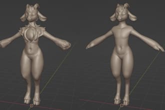 custom vrchat furry avatar, 3d fursona vtuber model with facial expressions vrm