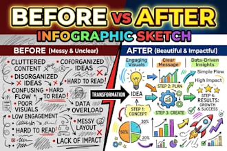 create hand drawn infographic sketch or doodle infographic design