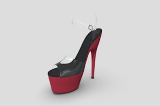 create realistic 3d heel design , footwear modelling and product rendering