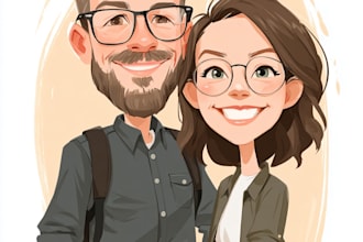 do couple caricature illustration for you