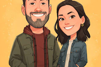 do couple caricature illustration for you