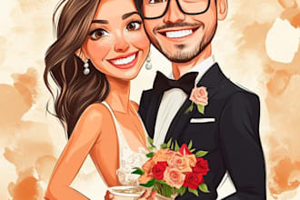 do couple caricature illustration for you
