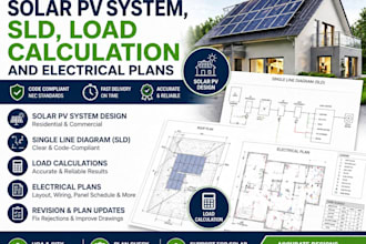 design solar pv system sld load calculation and electrical plans