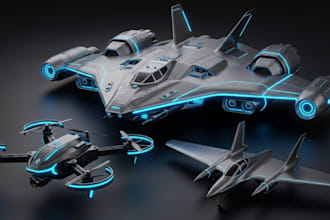 craft cinematic 3d spaceship, spacecraft, rc plane, vtol drone design