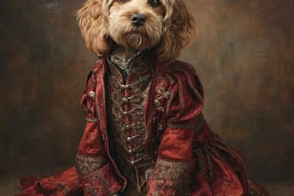 amazing royal pet portrait in custom caricature