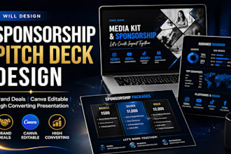 design sponsorship pitch deck, brand deal media kit in canva fast