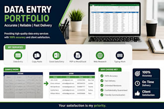 do accurate data entry, copy paste, typing and excel work