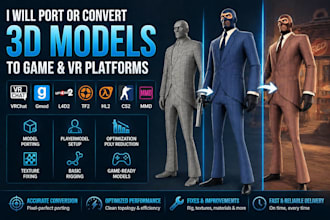 rig, convert and port 3d model to vrchat, gmod, l4d2, tf2, hl2, cs2, mmd, vtuber