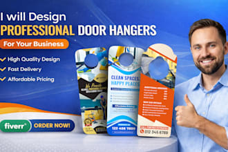 design door hanger, postcard, rack card, dl flyer and leaflet