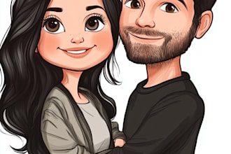 caricature couple funny digital painting