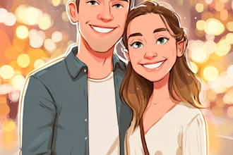 make design romantic caricature couple