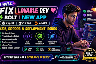 fix lovable dev bolt new app replit cursor ai app bugs, errors deployment issue