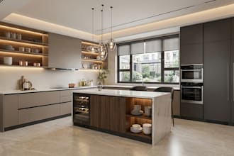 create realistic 3d kitchen cabinet design with measurements and assembly guide