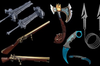 3d model high stylised weapon sword 3d props armor 3d cosplay assets gun dagger