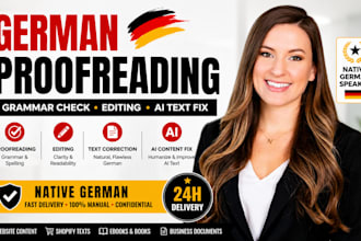 do german proofreading grammar check and edit ai or business text copy editor