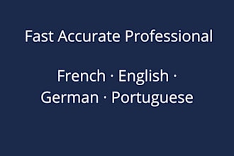 translate to french, english, german and portugues