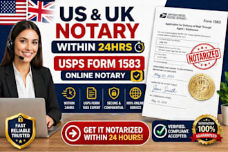 do US UK notary within 24hrs, usps form 1583, online notary