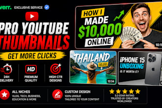 design high CTR youtube thumbnails for viral and faceless videos