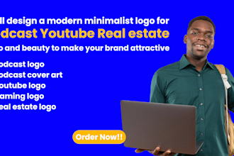 design a pro logo for podcast cover art youtube real estate