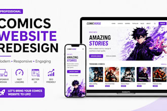 redesign comics website UI UX for modern responsive comic website design