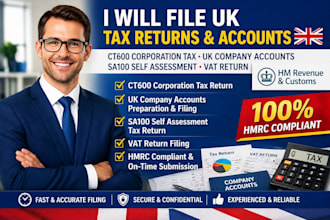 file UK tax return ct600 corporation tax, UK company accounts, sa100, vat return