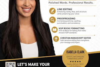 line edit, proofreading, KDP book formatting, christian manuscript editor