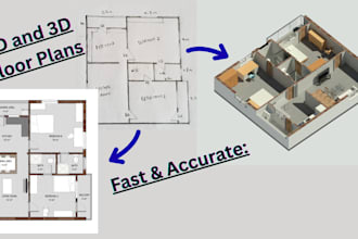 redraw real estate floor plans in clean modern style