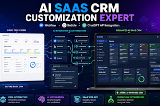 customize ai saas webflow crm, saas webapp software, saas crm bubble chatgpt api