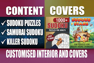 design variety sudoku puzzle book with KDP book cover design