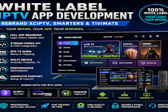white label iptv, app development, rebrand xciptv, smarters, tivimate, iboplayer