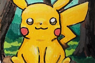 paint your favourite pokemon on 7x7 cm canvas