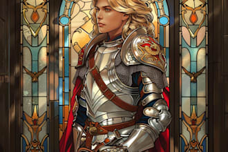 do custom 2d stained glass art, fantasy glass art, stained glass art