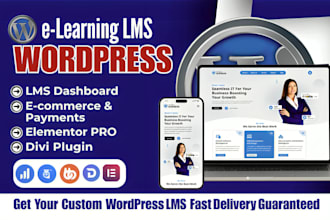 build wordpress lms website elearning course site elementor learndash tutor lms