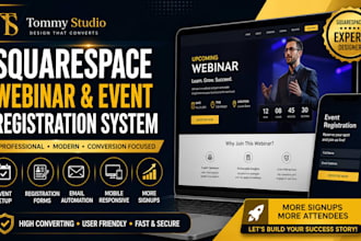 create squarespace website for webinars and events