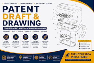 draft patent and create drawings for software, saas, devices