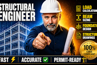 create structural design, beam sizing load calculations and foundation plans