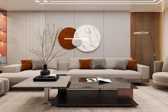 arrange cgi 3d basement studio interior,open shelving unit, kitchen design,lobby