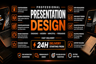 design professional powerpoints, pitch decks, and presentation scripts