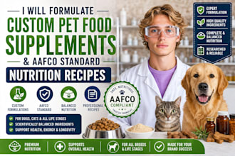 formulate custom pet food supplements and aafco standard nutrition recipes