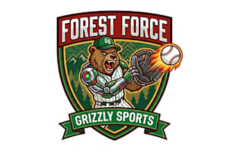 create bear flaming baseball mascot logo for sports team