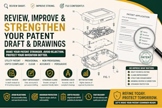 review and improve your uspto patent draft and drawings for submission