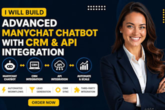 build advanced manychat chatbot with CRM and API integration