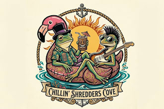 make unique flamingo and frog chill logo with new  concepts
