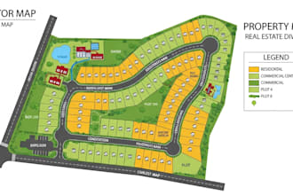 design property map, land layout and real estate map illustration