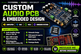 custom audio pcb, amplifier, dac and embedded systems with mcu