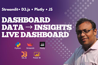 build data insights and dasshboard with streamlit or d3 js