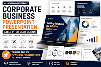 design corporate business powerpoint presentation, investor pitch deck